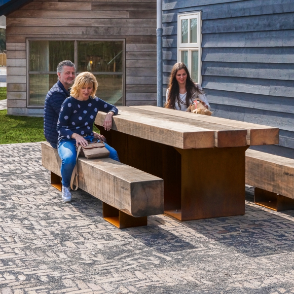 Street furniture - Wooden Urban Bench - CorTen - Drifter Picnic set, Renesse (NL)