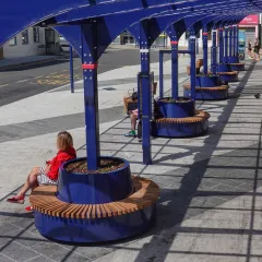 Lean Green Circular Benches - Gravesend Bus Hub, Gravesend