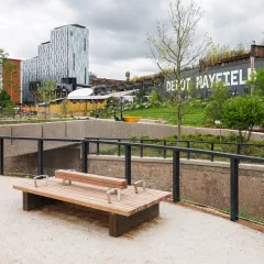Solid Linear Benches - Mayfield Park, Manchester