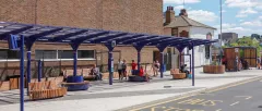 Lean Green Circular Benches, Solid Skirt Curved Benches - Gravesend Bus Hub, Gravesend
