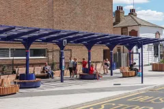 Lean Green Circular Benches, Solid Skirt Curved Benches - Gravesend Bus Hub, Gravesend