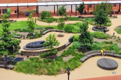 Rough&Ready Curved Benches, R&R Circular Benches, custom R&R Podiums - West End Square, Dallas (US)