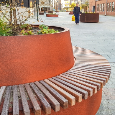 Lean Green Circular Benches